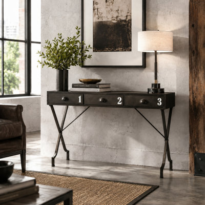 Foundry Numbered 3-Drawer Metal Table