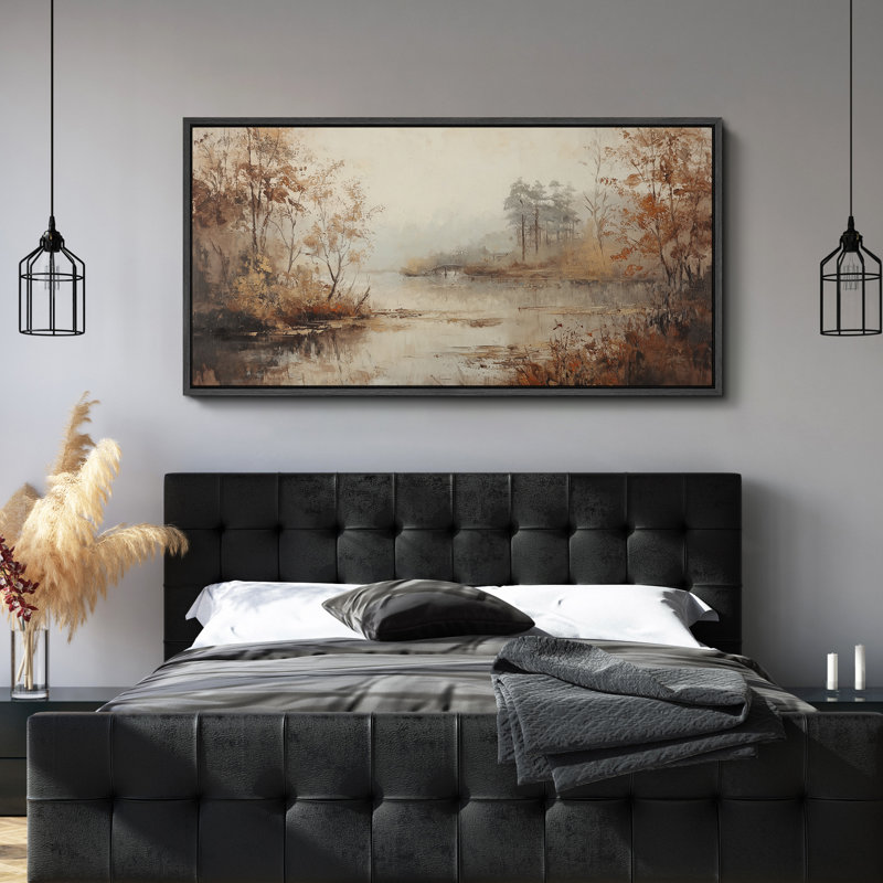 Impression sur toile, encadré campagne surdimensionné, H 30 po x l 60 po, Noir, noir, noir, noir