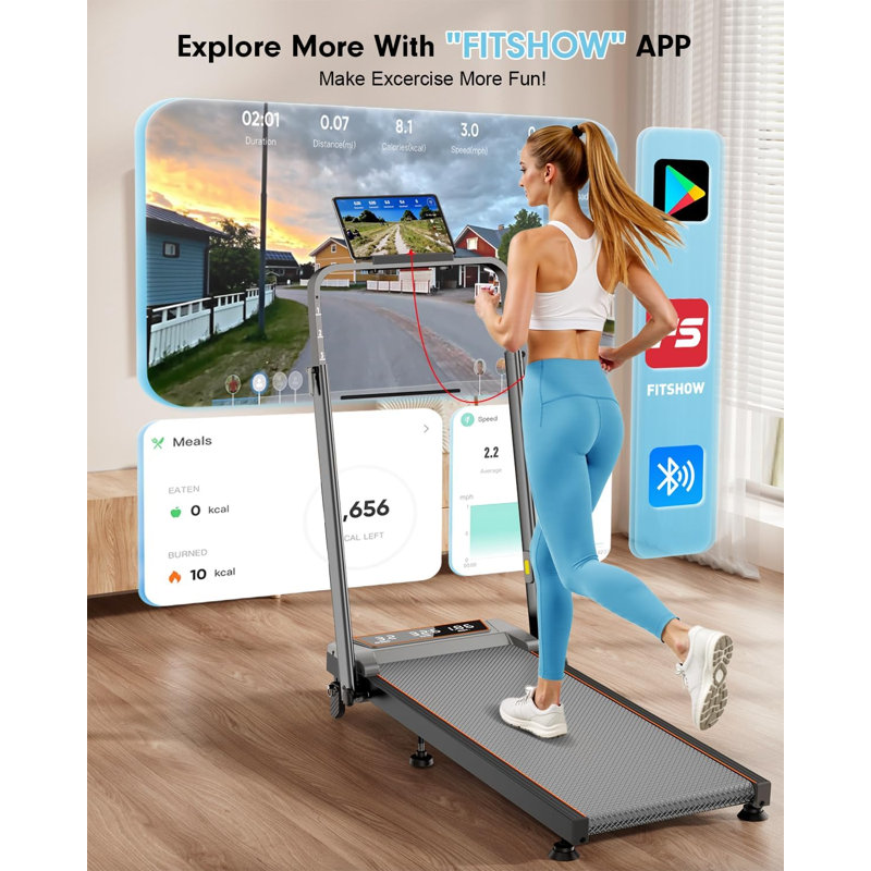 Tapis de marche avec tapis inclinable et guidon réglable à 12%, tapis roulant pliable avec moteur silencieux de 3,5 ch, capacité de 350 lb, télécommande et commande APP