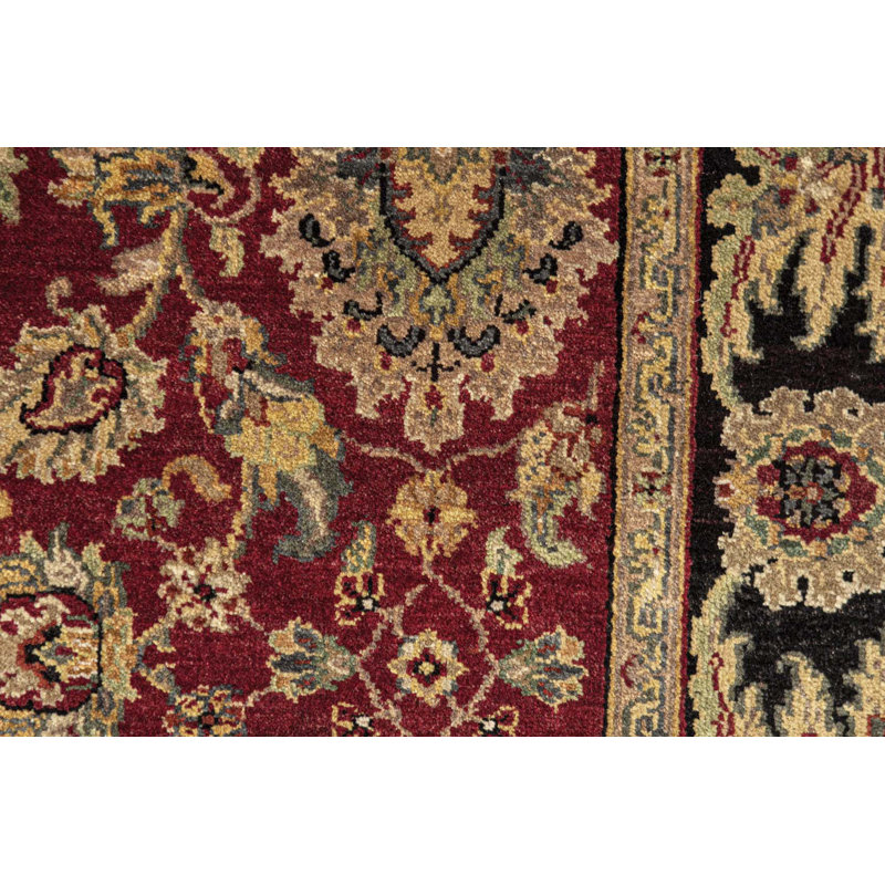 Tapis noir et rouge de haute qualité noué à la main