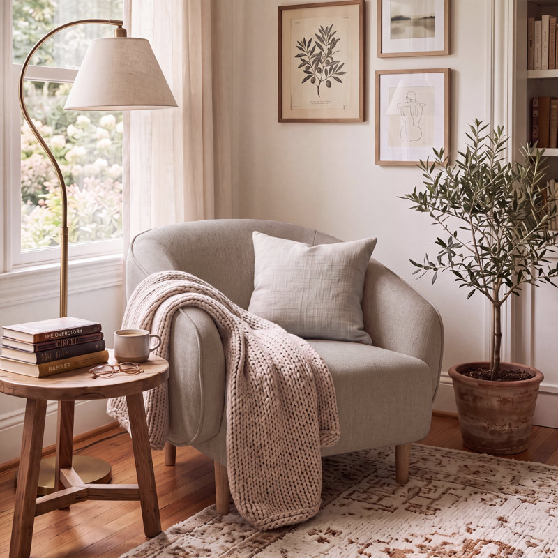 Fauteuil d'appoint moderne 33 po, Kaki