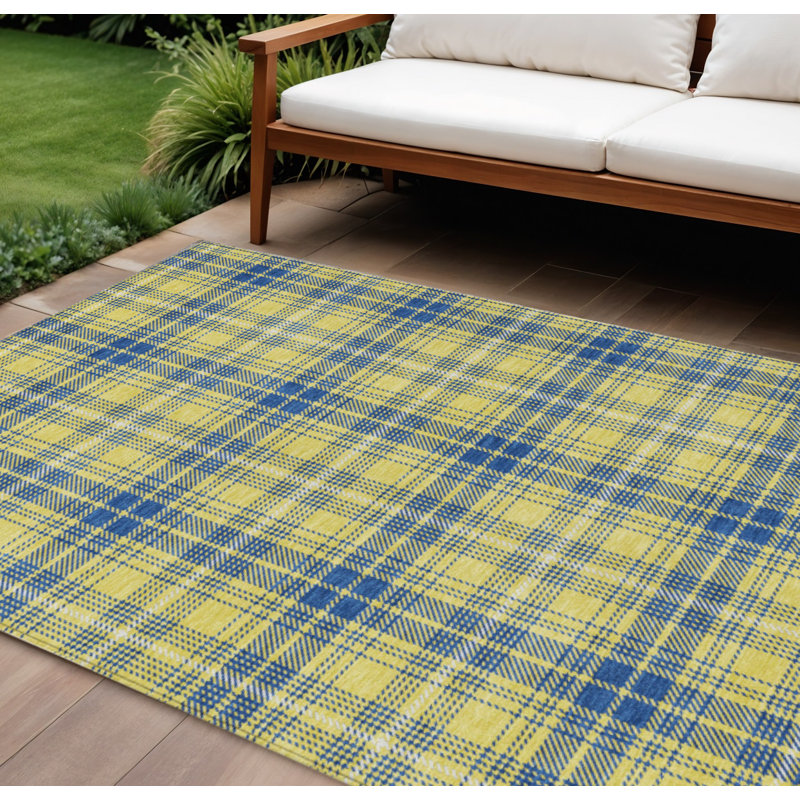 Tapis intérieur lavable à carreaux jaune 9 'X 12'