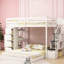 Lit superposé simple au-dessus de double blanc pour l'organisation de la chambre à coucher - équipé de tablettes à 3 couches, de tiroirs et de rangements fonctionnels dans les escaliers