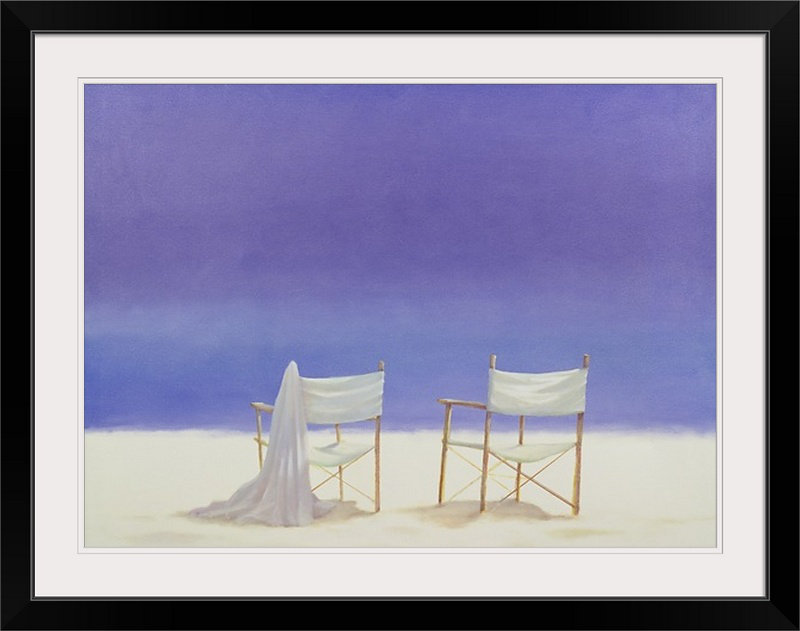 Marti " Chairs On The Beach, 1995 " by Lincoln Seligman, 44" H x 60" W x 1.5" D, Canvas