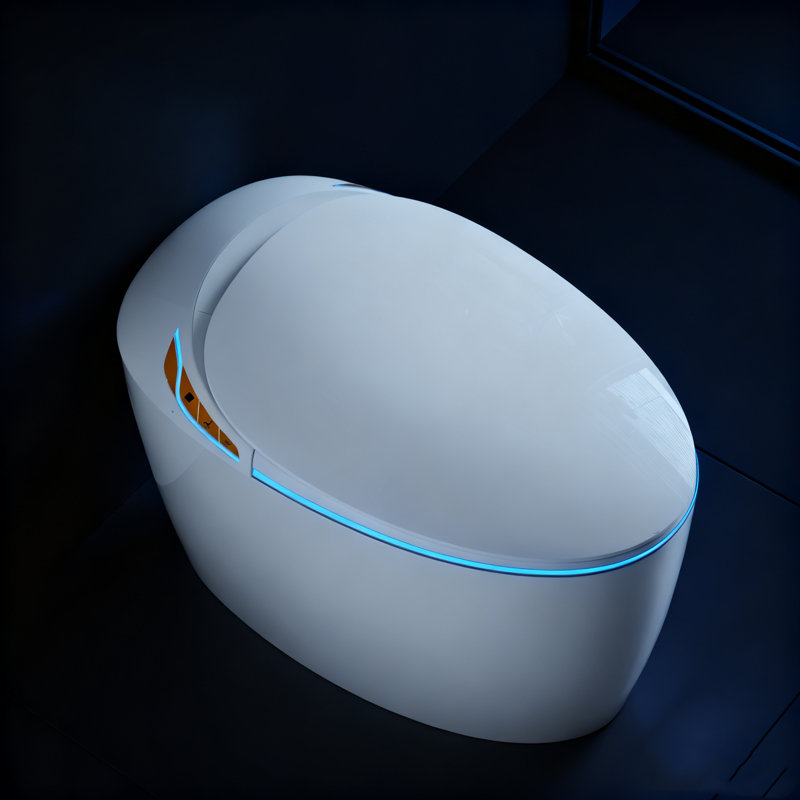 Unique Smart One-Piece Toilet With Bidet, Auto Seat, Foot Sensor, LED Display, Warm Water & Dryer, White