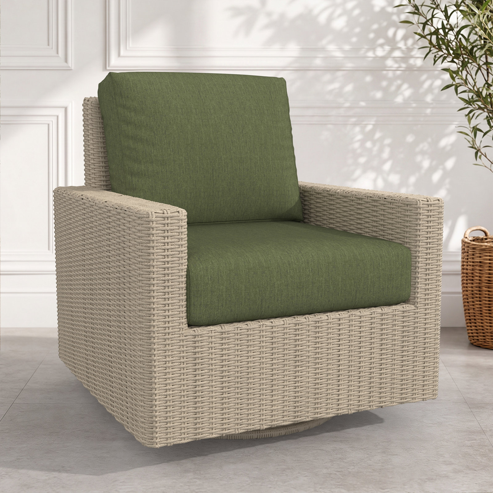 Hayes Sunbrella® Swivel Patio Lounge Chair, Solid Color, Sunbrella® Canvas Natural