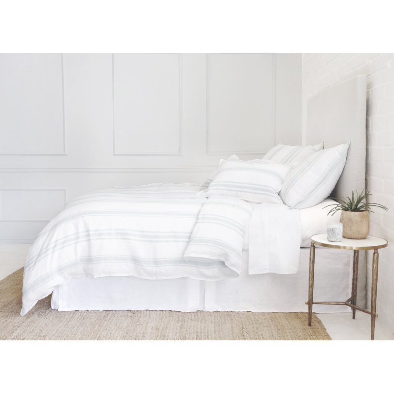 Jackson Linen Big Pillow (28" X 36") with Pillow Insert, White/Ocean, Big pillows