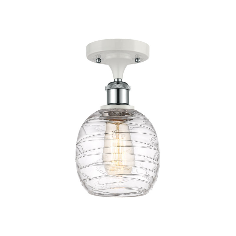 Carlucci Glass Semi Flush Mount, LED, White/Polished Chrome