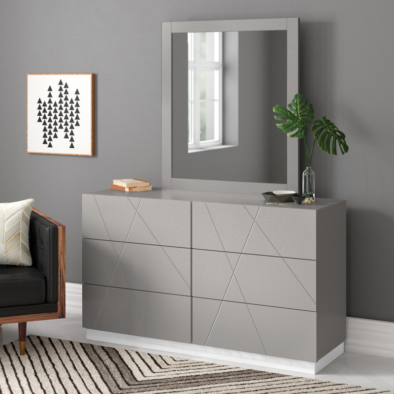 Mchenry 6-Drawer Dresser with Mirror, Gray