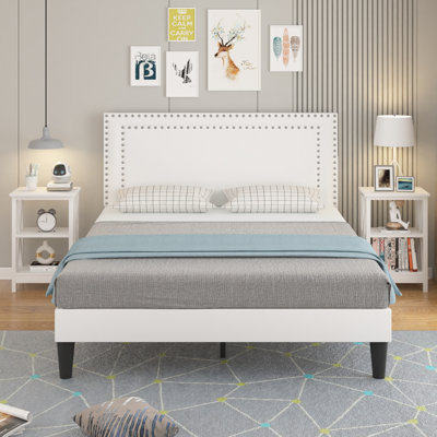 Auxter Bed Frame with Height Adjustable Upholstered Headboard