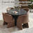 5-Piece Dining Table Set, Wood Top, Faux Fur Armchairs-108053363-108053364-108053365