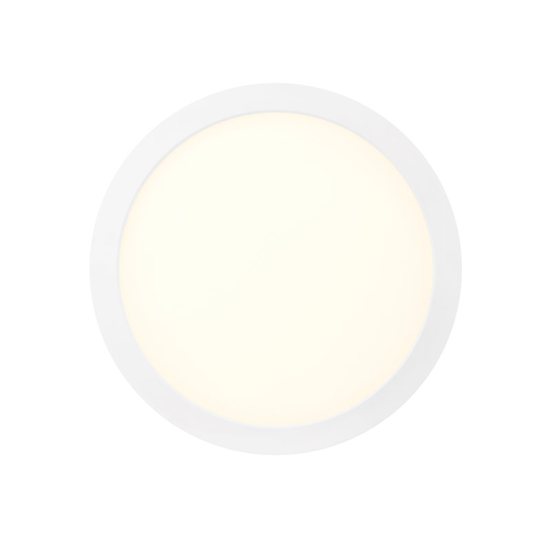 Modern Round Low-Profile Integrated LED Flush Mount, White, 0.63" H x 11.875" W x 11.875" D