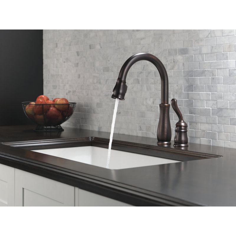 Leland Oil Rubbed Bronze Kitchen Faucet with Pull Down Sprayer, Traditional Single Hole Kitchen Sink Faucet, Single Handle, Venetian Bronze