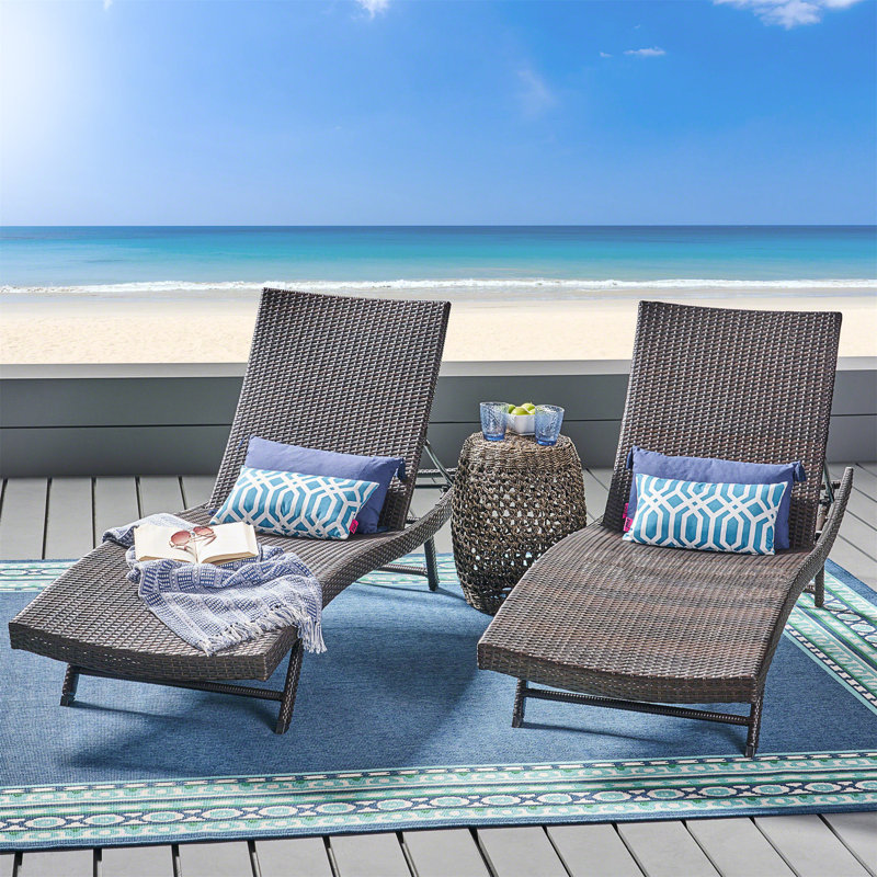 Kauai Pe Wicker Chaise Set Of 2, Brown 