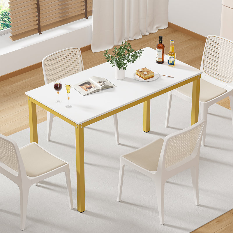 Table de salle à manger Driggers 23,62 po, H 29,52 po x L 47,26 po x l 23,62 po, Doré, Blanc