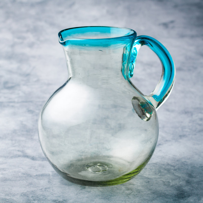 Verre mexicain soufflé à la main, Turquoise