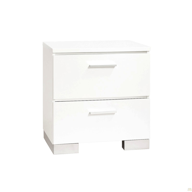 Nightstand With USB Charger And Chrome-Finished Legs