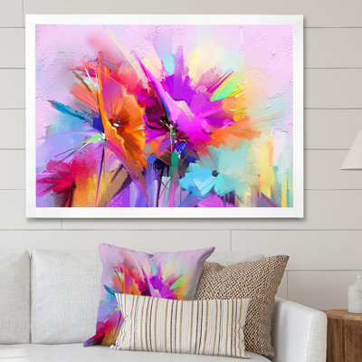 Abstract Paintbrush Spring Flower Bouquet XI - Painting on Canvas