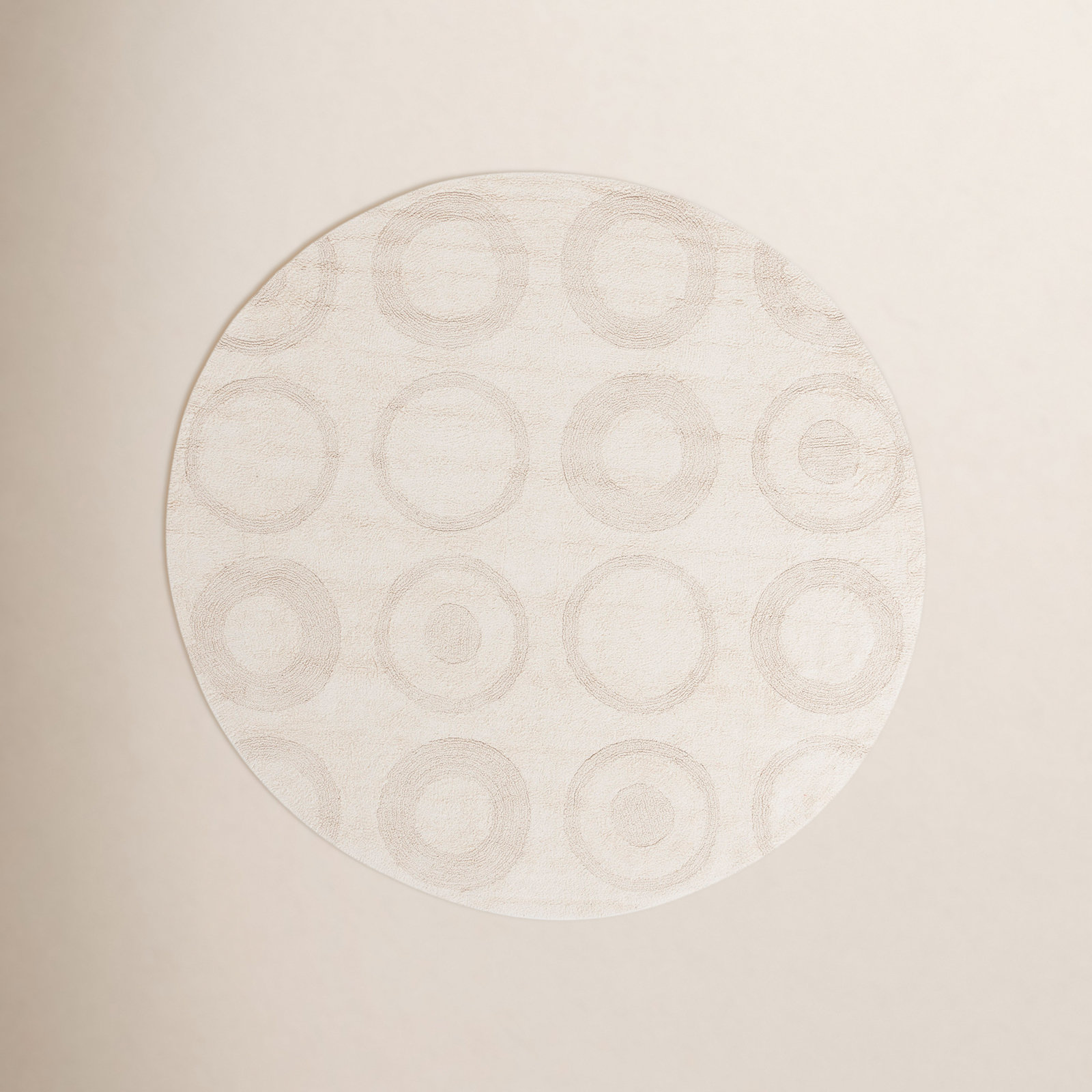 Mullen Ivory Washable Hand-Woven Cotton Rug, Round 6'