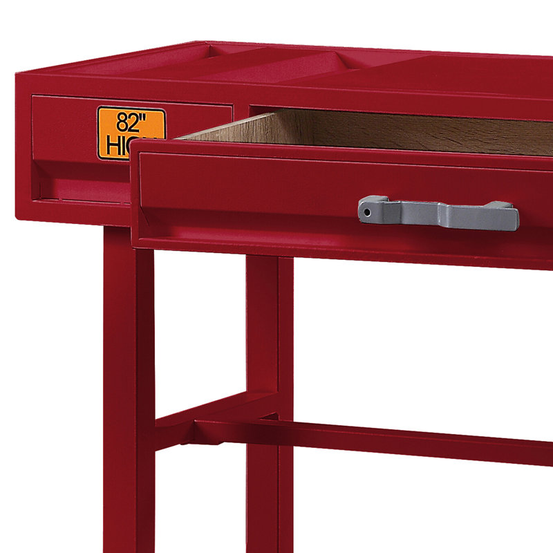 Bureau de coiffeuse rouge 1 chambre à coucher - ajoute un charme industriel pour le caractère à l'espace