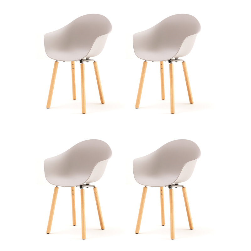 TA Armchair (Set of 4), Cool Gray/Natural