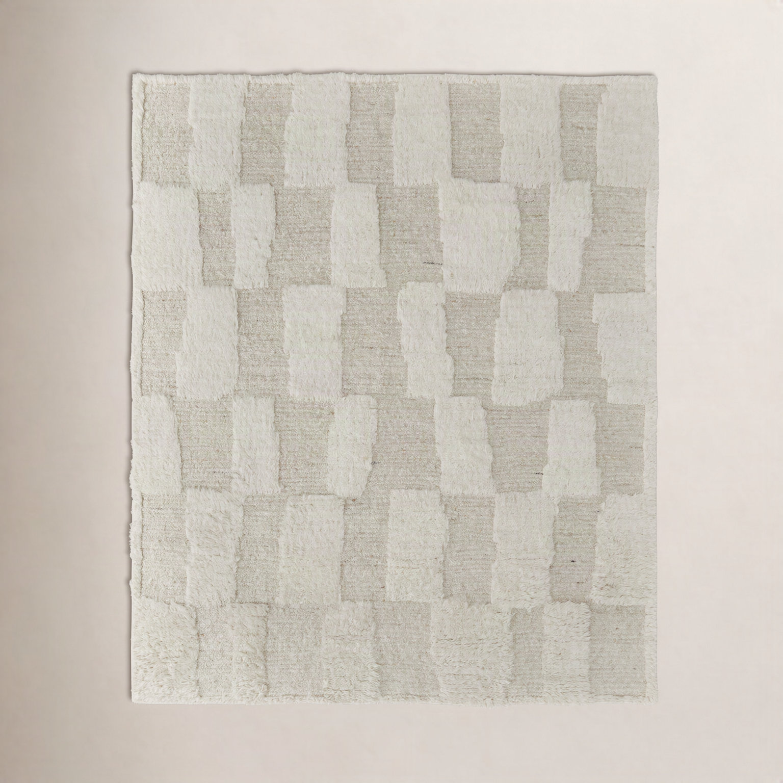 Jalaycia Hand-Woven Abstract Wool Rug, Rectangle 3'6" x 5'6", Tan