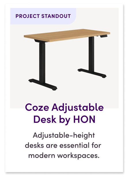 Coze Height Adjustable Desk by HON Adjustable-height desks are essential for modern workspaces.