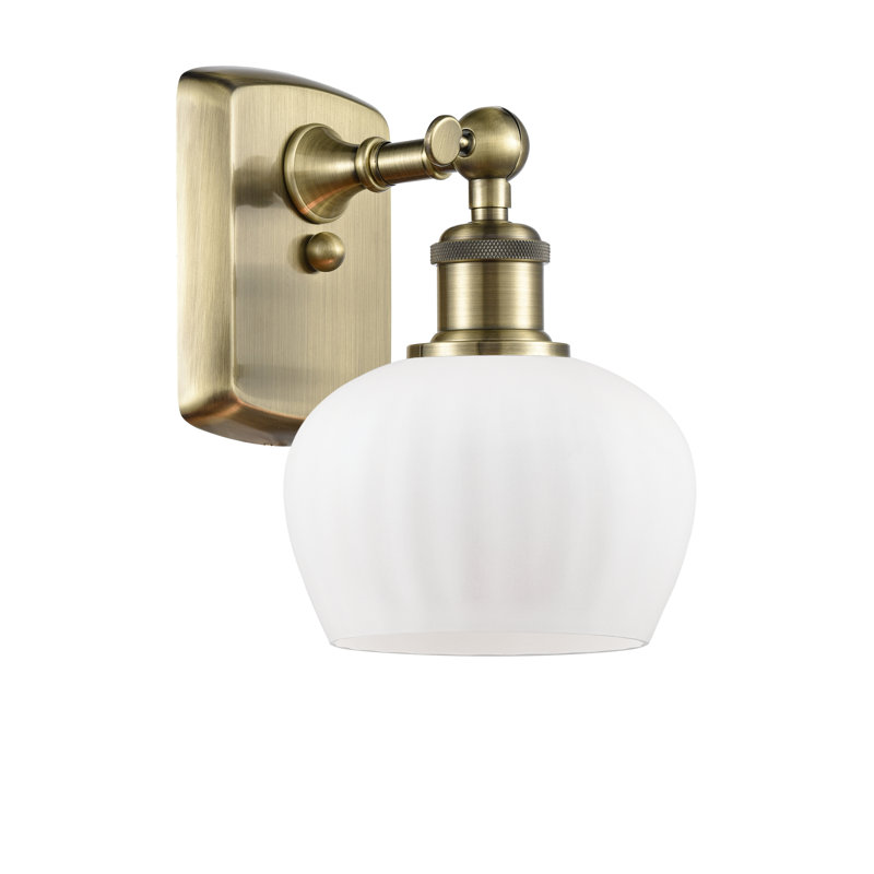 Patrina Armed Sconce, Matte White, Incandescent , Antique Brass