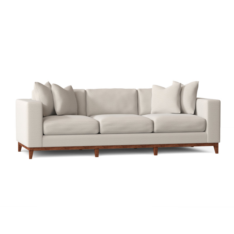 Noel 100" Square Arm Sofa, Cream Chenille 1345-002, Tobacco Distressed