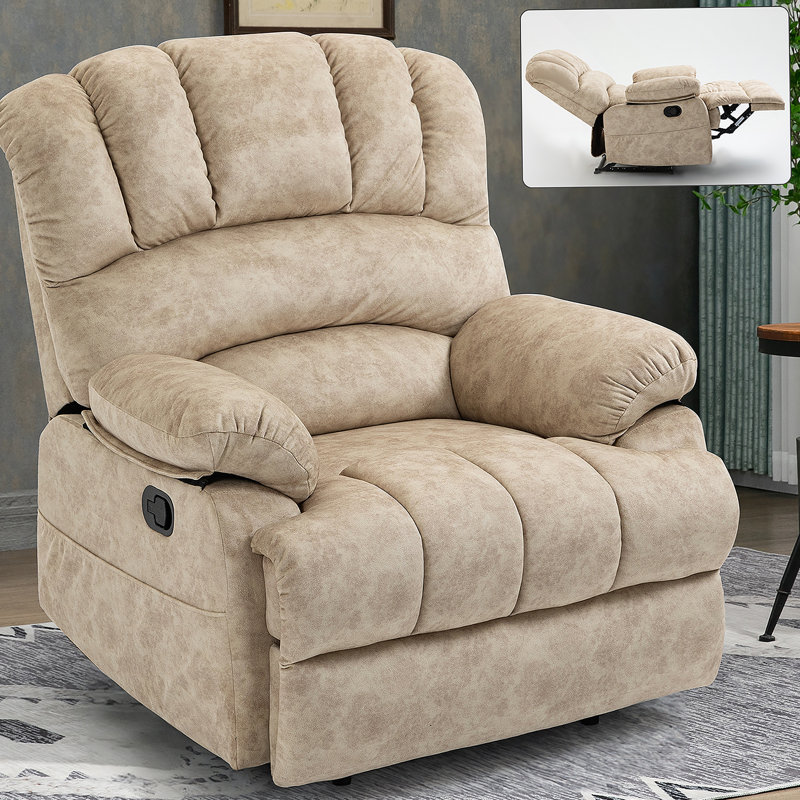 Large Manual Recliner Chair in Fabric for Living Room, Gray