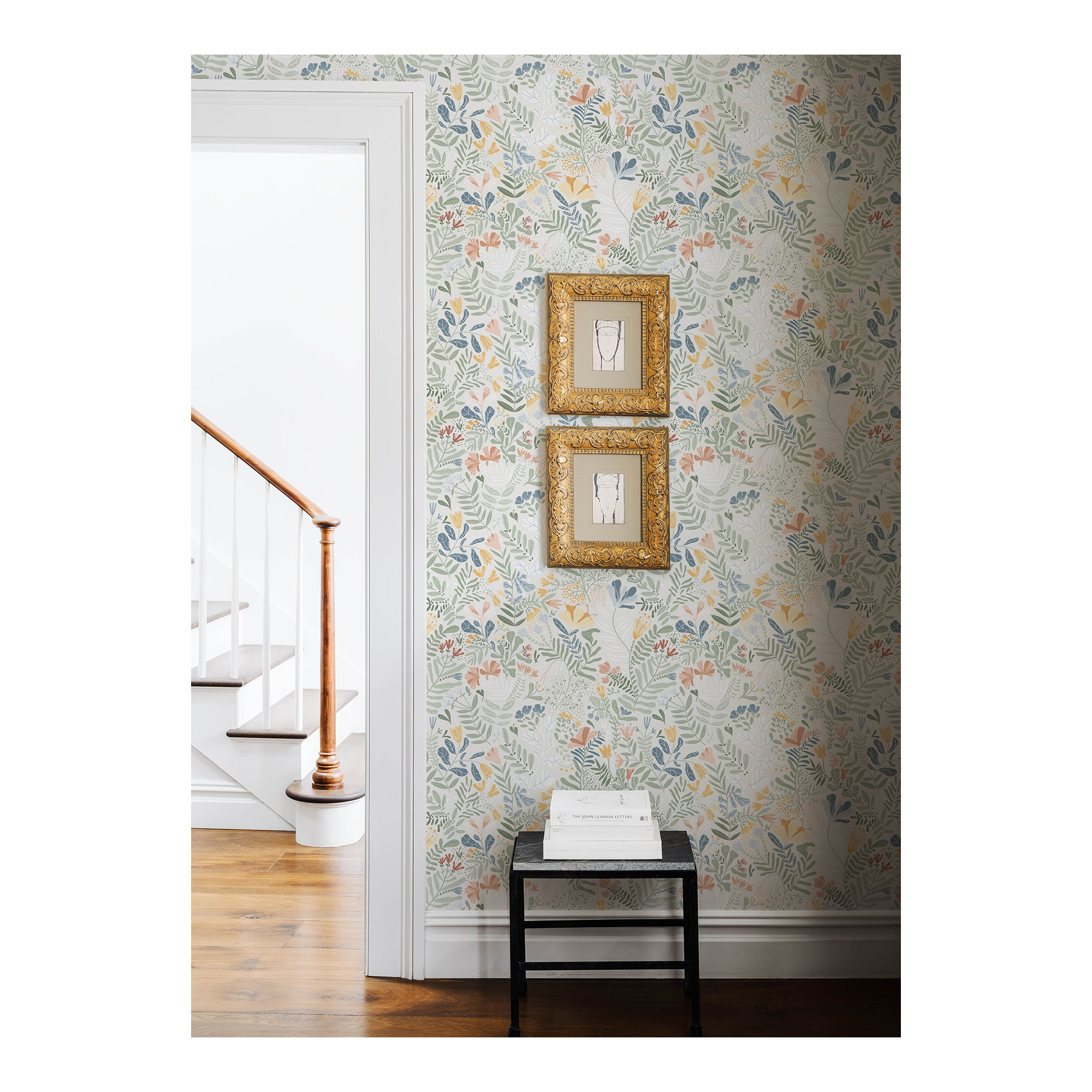 Kathryn Wallpaper, Cream/Orange/Green