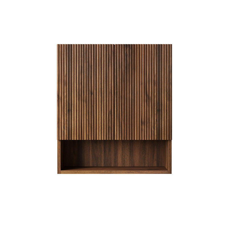 TOBI 26" Wall-Mounted Striped Bathroom Cabinet, Dark Walnut