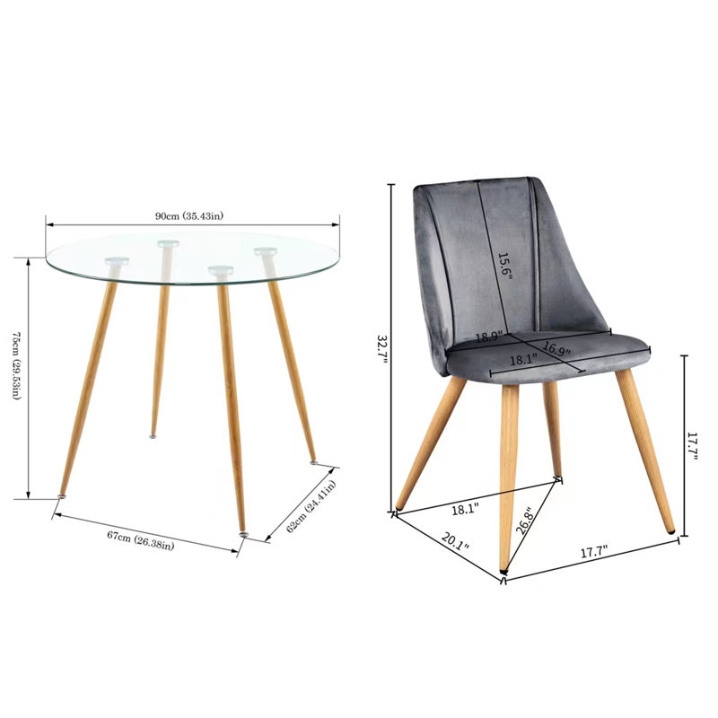 Ensemble de salle à manger Jabrina, Vert, Chêne, 1 table + 4 chaises
