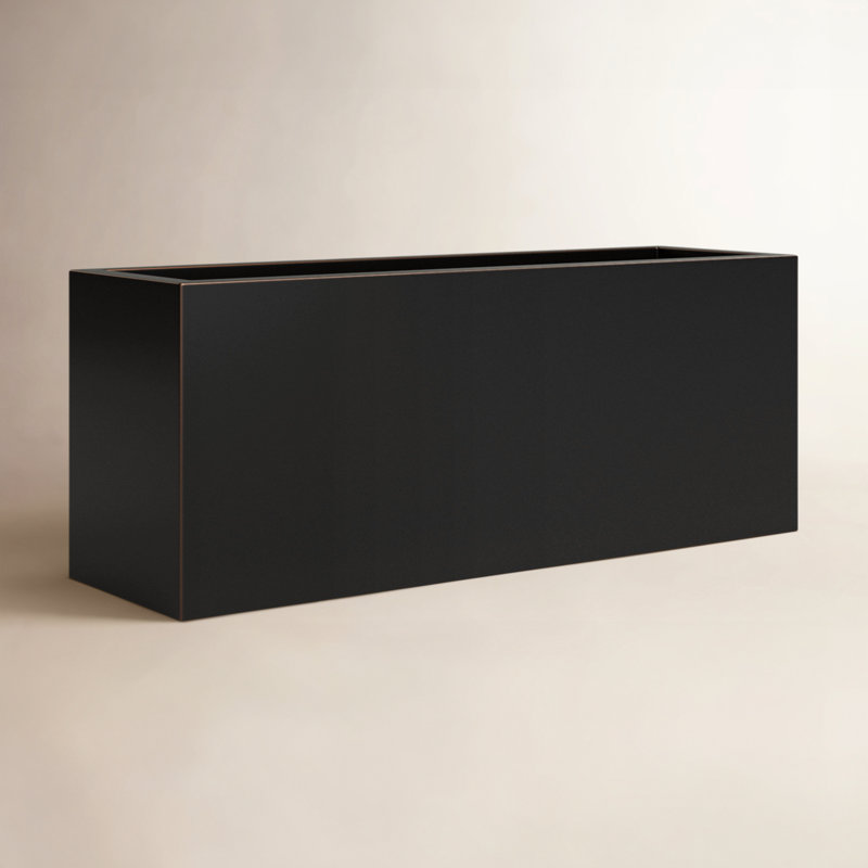 Tormund Metal Planter Box, 15" H x 38" W x 15" D, Black/Gold Edge