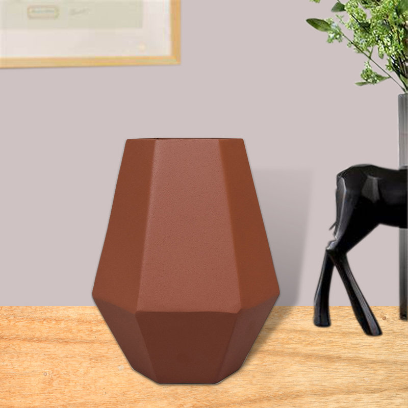 Vase de table Tuncay, Orangé, H 8,07 po x l 5,71 po x P 6,69 po