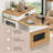 Aether 59.5" Kitchen Island With Extendable Dining Table, Kitchen Island With Storage Drawers, Power Outlet, Side Open Shelves, For Kitchen, Dining Room-96463817
