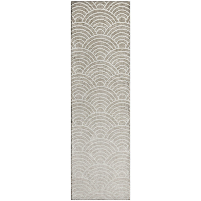 Premium Machine Washable Mayfield AMF2414 Arc Rug, 2'3" x 7'6" Runner, Ivory