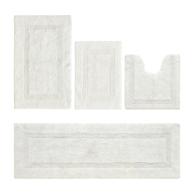 Ensemble de tapis de bain 4 pièces 100% coton Adelen Premium 2370 GSM, lavable à la machine, super absorbant et tapis de bain réversible en tissage touffeté pour salle de bain, douche et baignoire, tapis de salle de bain certifiés Oeko-Tex, ivoire