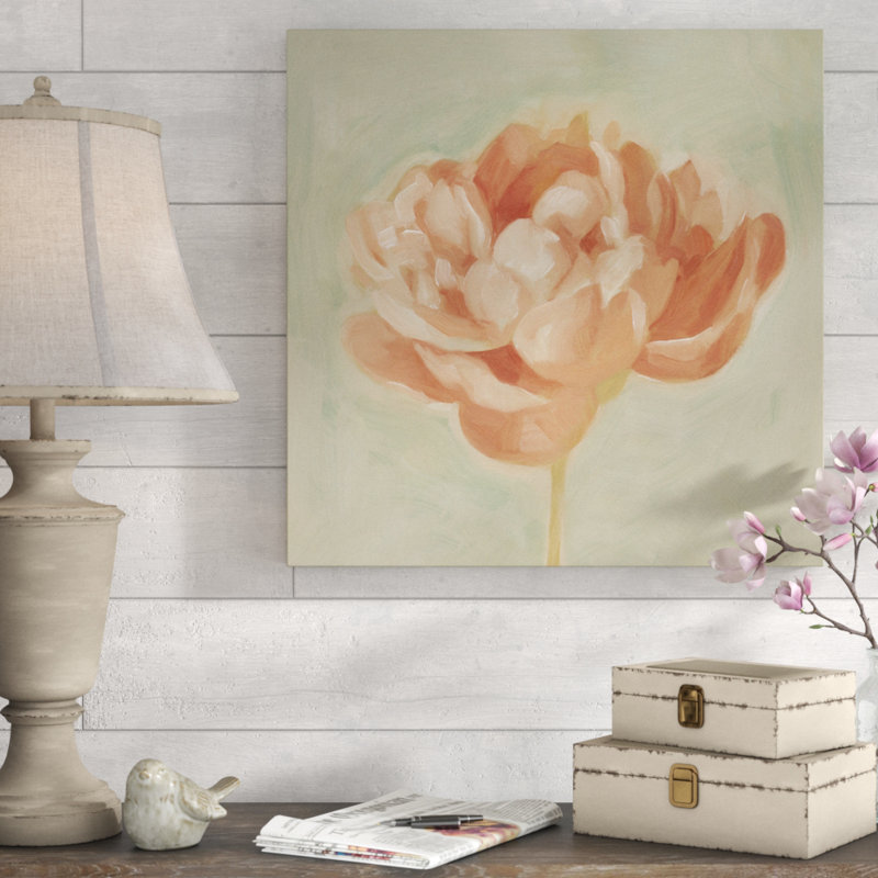 « spring pivoine i », peinture sur toile tendue, H 24 po x l 24 po x P 2 po