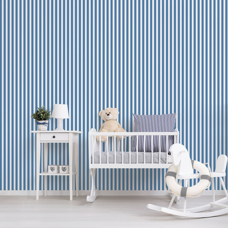 Bellamy 1000cm x 53cm Matte Wallpaper Roll, Dark Blue/White