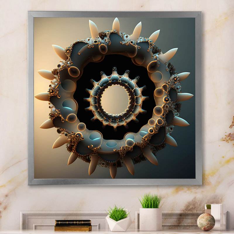 3D Fractal UniverseI sur impression sur toile, H 24 po x l 24 po x P 1 po, Cadre simple argenté