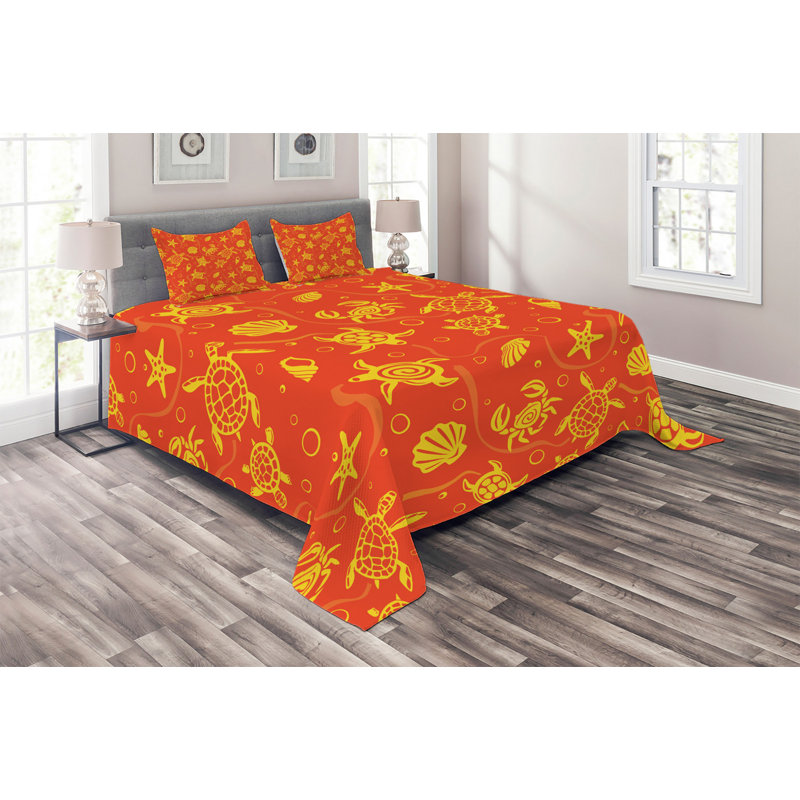 Coastal Polyester Coverlet, Queen Bedspread + 2 Shams