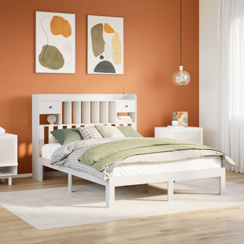Anguilla Solid Wood Storage Bed, 110cm H x 216.5cm W x 81cm D, White