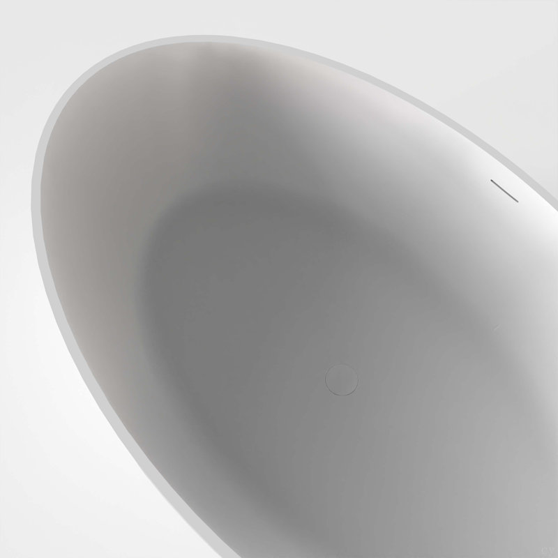 Baignoire de trempage autoportante à surface solide de 67 pouces pour salle de bain, Blanc mat
