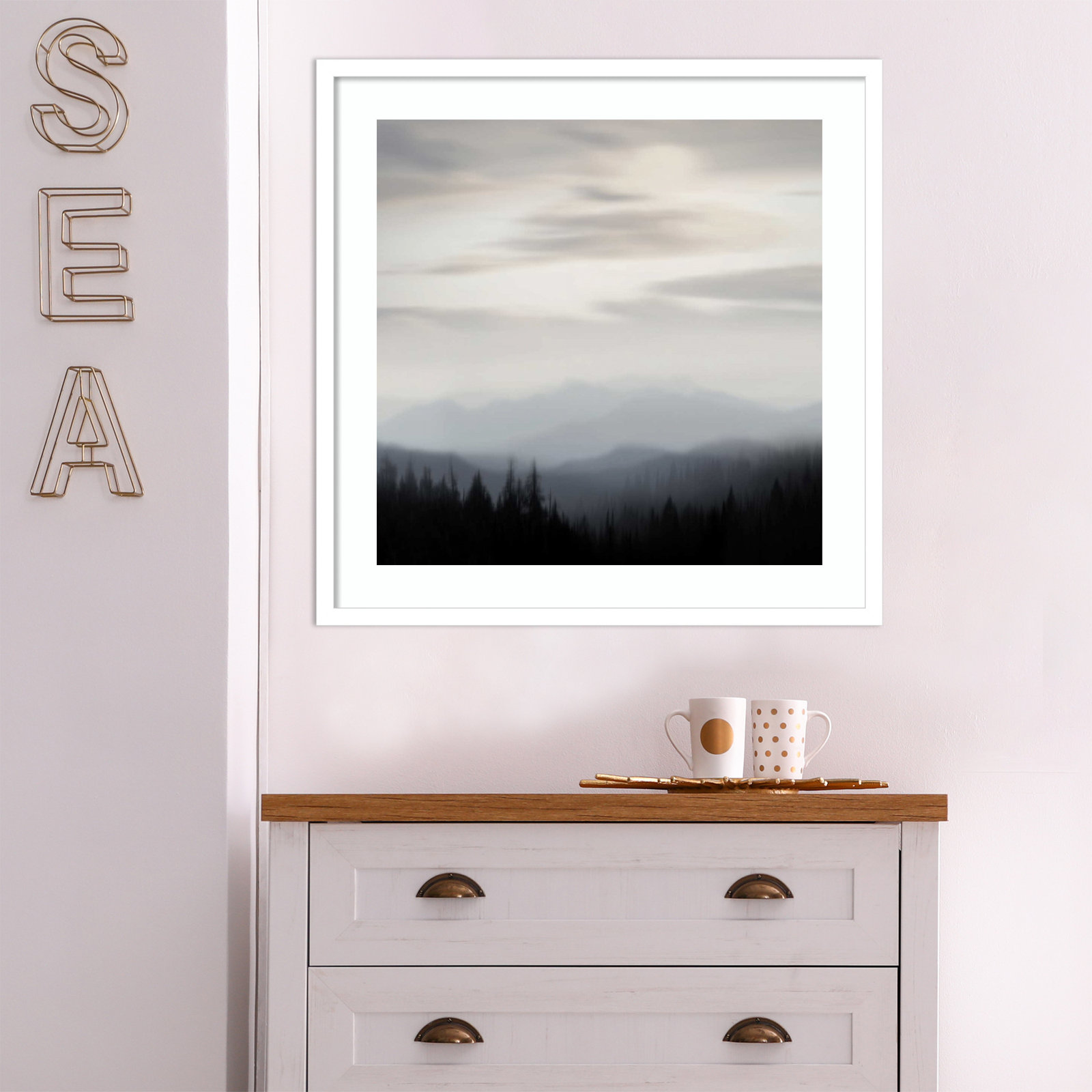 Mountain Vista II Photo Print, White Framed Paper, 25.12" H x 25.12" W x 0.88" D