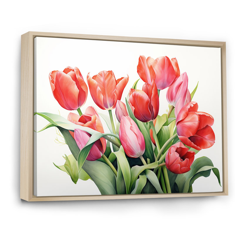 «Tulipes Minimalisme Dream I» sur toile, H 34 po x l 44 po x P 1,5 po, Cadre naturel flottant