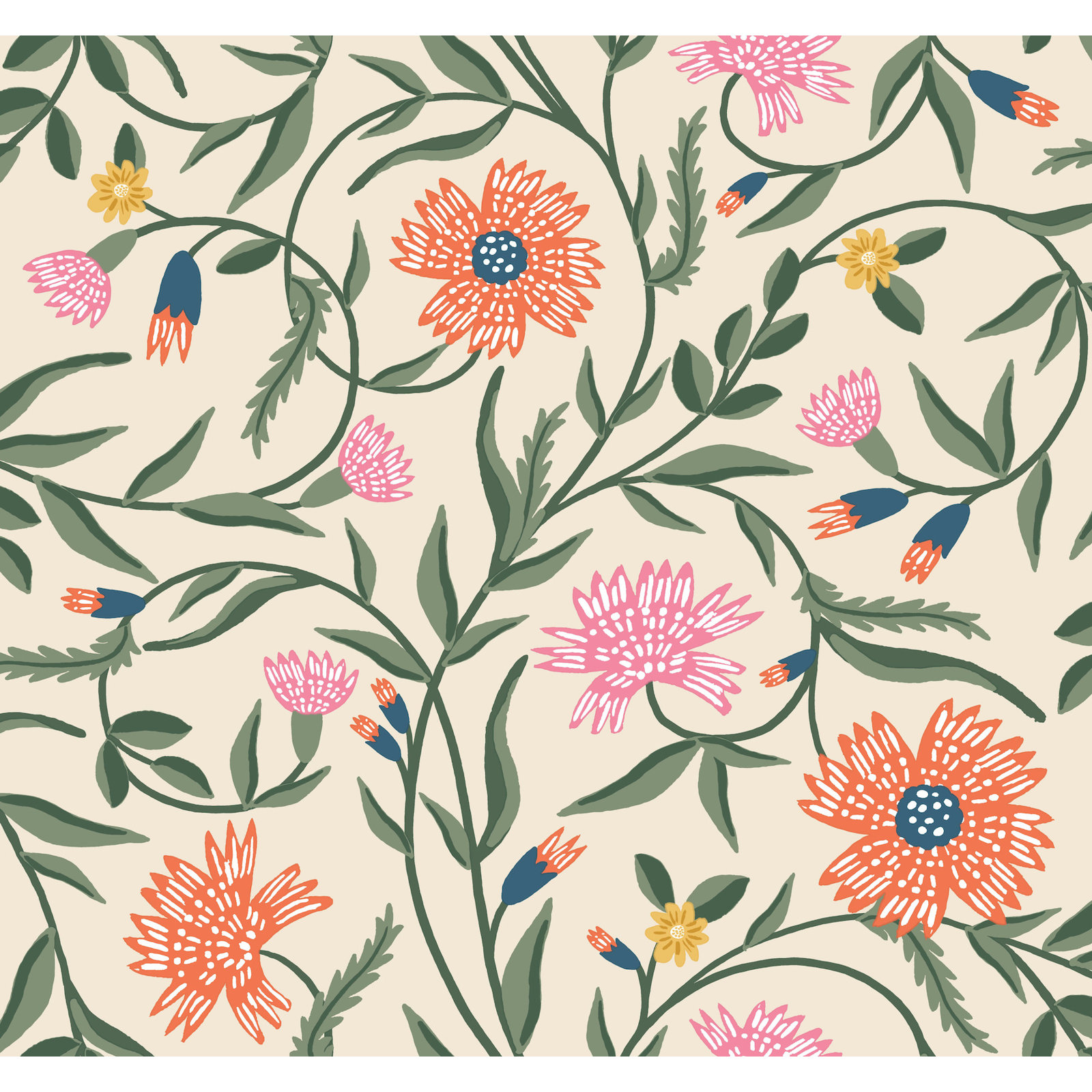 Aster Wallpaper Double Roll, Coral