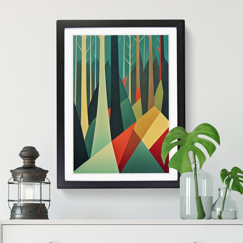 FRM-V0523-1005X Forest Mid Century Style Vol.2 - Picture Frame Print, 34cm H x 25cm W x 2cm D, Oak Framed