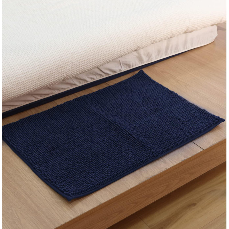 Non-Slip Microfibre, Navy, 40x60cm Rectangle Bath Rug