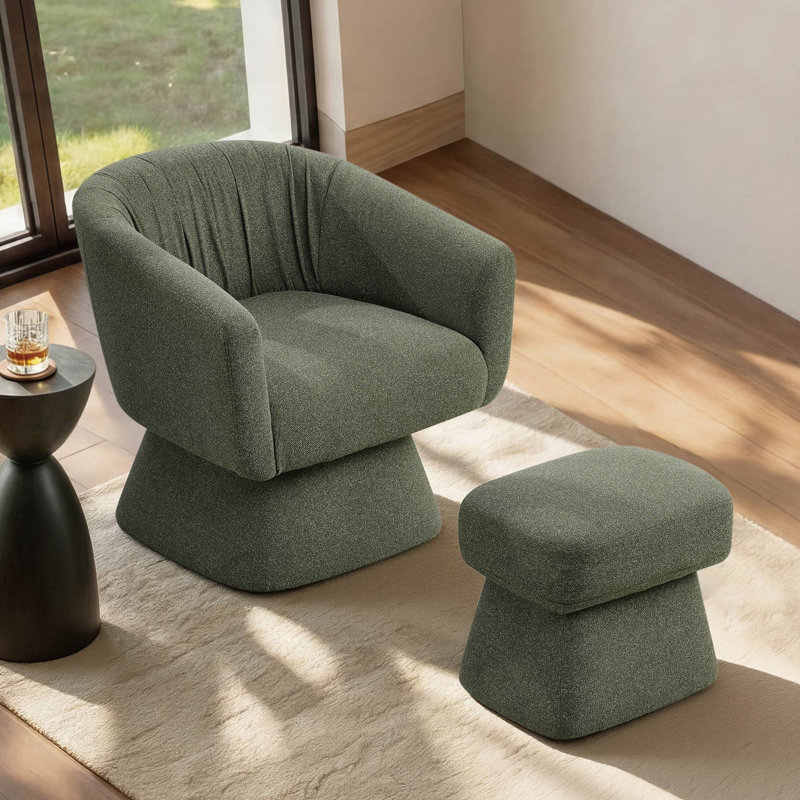 Fauteuil d'appoint pivotant à 360 ° avec repose-pieds Comfy, Vert